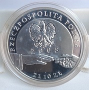10 zł 2005 JAN PAWEŁ II / ZŁOCONA Au999 / Ag925 / NBP / UNC / KAPSUŁA