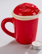 Kubek masywny duży czerwony z pokrywką 500ml