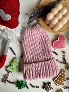 Czapka zimowa wełniana handmade różowa 