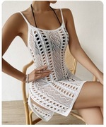 szydełkowa sukienka plażowa na ramiączkach tunika pareo r. L