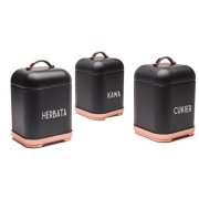 KOMPLET POJEMNIKÓW METALOWYCH HARPER CZARNY STARKE PRO 3 SZT. 12x12x16 cm