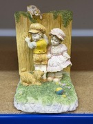 Dekoracyjna podpórka do książek vintage dzieci pies kot 1994 ozdoba figurka