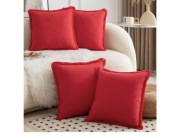 Mandioo Zestaw 4 poszewek na poduszki z frędzlami z czystej bawełny 50x50cm