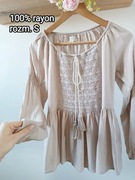 Tina Wodstrup Beżowa bluzka boho Rozmiar S 100 % rayon