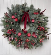 Wianek świąteczny zimowy 50 cm świeży stroik naturalny wieniec dekoracja