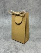 Torebeczki kraft ze sznurkiem i zawieszką | zestaw handmade | 12x7 cm