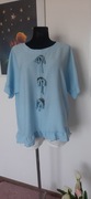 Modna bluzka z krótkim rękawkiem w kolorze baby blue , XL, wiskoza 