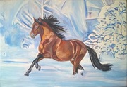 Zimowy galop olej płótno 