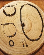 Zestaw biżuterii lawa wulkaniczna i tygrysie oko