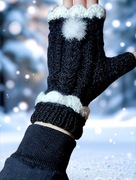 Ciepłe mitenki damskie rękawiczki z wełny merynosów handmade – Luka knit.