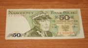 Stary banknot 50 zł PRL 1 Grudnia 1988