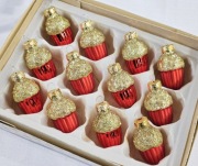 Bombki choinkowe szklane  czerwone żołędzie 12 szt ozdoby retro styl prl 