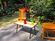 Unikatowy stolik kawowy z litego, starego drewna topoli