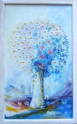Kwiaty w wazonie, olej na płótnie 50 x 30 cm (w ramie-53x33 cm)
