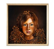 Portret, "Jarzębinowa dziewczyna", ręcznie malowany, farby olejne