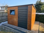 Domek narzędziowy/ogrodowy 3x3 ZŁOTY DĄB, GRAFIT, OKNO, RYNNA, PROFIL