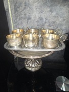 Komplet 6 filiżanek posrebrzanych vintage | plater 90 | młotkowane 