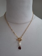 Naszyjnik handmade ze stali nierdzewnej z żywicy epoksydowej I pereł 