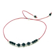 Bransoletka Czarny turmalin Białe złoto 585 Czerwona nitka Jedwab