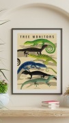 Plakat A3 gady: Waran szmaragdowozielony, Tree monitors - beżowy