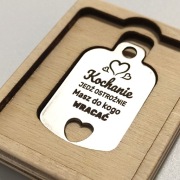 Jedź ostrożnie - Twój napis grawer zawieszka brelok nieśmiertelnik prezent