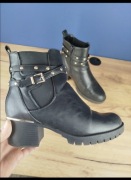 Damskie czarne botki stylowe Anna Field z złotymi ozdobami rozmiar 40