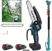 2w1 Mini Piła Łańcuchowa Tyczka Teleskopowa Gałęziowa 2x AKU 700W