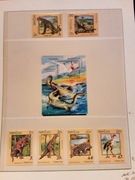 LAOS  1988  Mi 1075-80 + bl 122   dinozaury komplet seria i blok  idealne