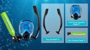 Kompleksowy zestaw do nurkowania Maska, Butla + 2 fajki