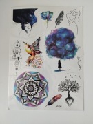 Tatuaże zmywalne 3 arkusze ptaki liście mandale kwiaty styl boho DIY