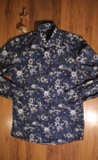 Koszula Olymp r. 38 męska nieb wzór w kwiaty dł rękaw bawełna