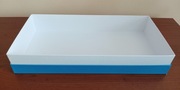 Pudełko ozdobne biało niebieskie dekoracyjne box tacka 45 x 22,5 x 7,5 cm