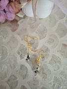 Kolczyki handmade srebro pozłacane z naturalnych kamieni hematyt jaspis dal