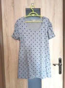 103 Szara bluzka/tunika w kropki na krótki rękaw rozmiar L