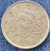 Rzadki włoski 50 centów euro 2002