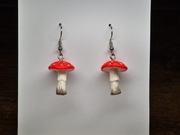 Kolczyki wiszące na biglu muchomory leśne z modeliny fimo 