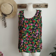 Bluzka damska boho czarna w kwiaty – rozmiar XL
