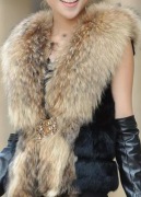 Kamizelka futerko naturalne jenot królik 