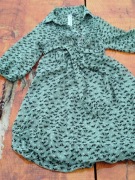 Zwiewna zielona sukienka przed kolano w koty Flavoured with Love 34 XS