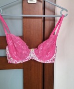 Biustonosz 75E Esotiq różowy kwiatuszki koronka