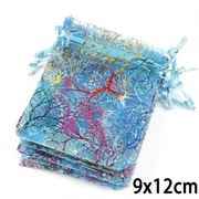 50x Worek Organza na prezent Worki Prezent Walentynki 9/12cm Pająk Niebiesk