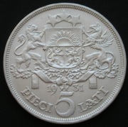 Łotwa 5 lati 1931 - srebro