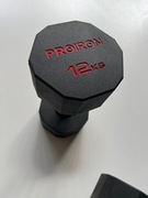 Hantle sześciokątne 2x 12 kg, stalowy rdzeń, gumowane PROIRON