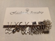 Kolczyki damskie 6 par kolor srebrny 