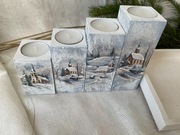 Świecznik, tacka, kościół, decoupage 
