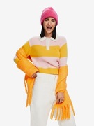 Sweter Esprit 100% kaszmir S 36 polo kołnierzyk paski