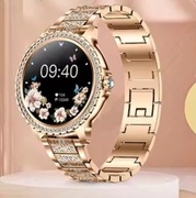 Złoty smartwatch z cyrkoniami 