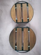 Mobilna drewniana podstawka na kółkach pod donicę / 2 szt (30 i 35 cm)