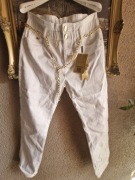 Spodnie damskie białe Esparanto r. 29 pasek łańcuch
