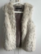 Kamizelka damska futrzana Sztuczne Futro jasno szara ZARA r. 36 S